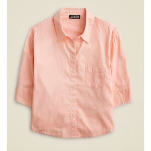 J.Crew Herringbone Twill Button Up Shirt Classic Cotton Peach Pink US 12 NWT